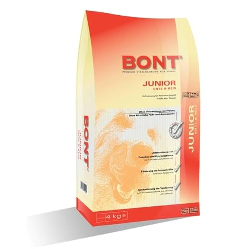 BONT Junior Ente + Reis 1 x 4 kg Vollnahrung für heranwachsende Hunde Trockenfutter von BONT