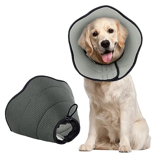 BONTHEE Halskrause Hund,Atmungsaktive Haustier Elisabethanischer,Weich Schutzkragen Hund Nach Op,Adjustable Elizabethan Collar for Large Dogs to Stop Licking Wound,Lightweight von BONTHEE