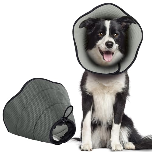 BONTHEE Halskrause Hund,Atmungsaktive Haustier Elisabethanischer,Weich Schutzkragen Hund Nach Op,Adjustable Elizabethan Collar for Large Dogs to Stop Licking Wound,Lightweight von BONTHEE