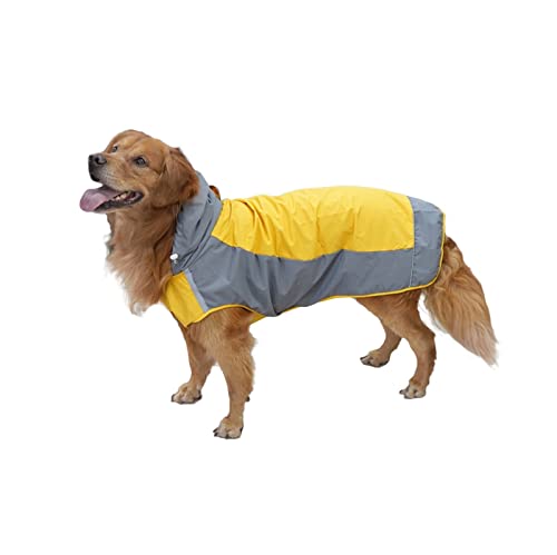 Regenmantel Für Hunde, Leichtes Gewicht Tragbar Haustier-Regenjacke Regenfest Langlebig Reflektierende Sicherheit Haustier-Poncho Mit Kapuze Für Kleine, Mittlere Und Große Hunde (Farbe : Gelb, Größe von BOPIES