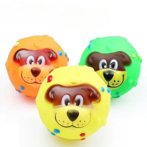 BOQUN Hundespielzeug, quietschender Hundeball für kleine Hunde, Gummi, Kauspielzeug, Welpenspielzeug, Hundespielzeug, Haustier-Hundeball, 1 Stück, zufällige Farbe von BOQUN