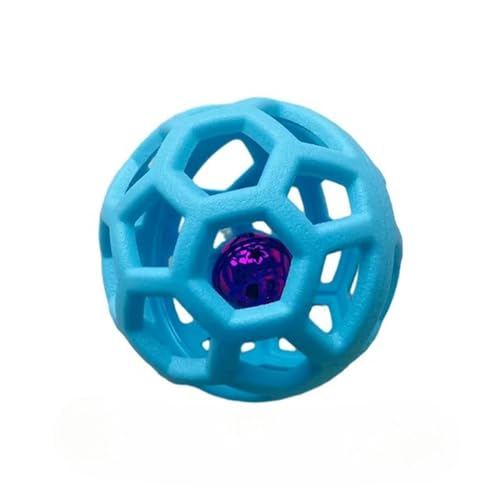 BOQUN Hundespielzeug Hund Chew Toy Natural TPR Ball Mit Bell Pet Interactive Training Game Katze Spielt Outdoor -Welpenzähne Molar-Blau Mit Glocke von BOQUN