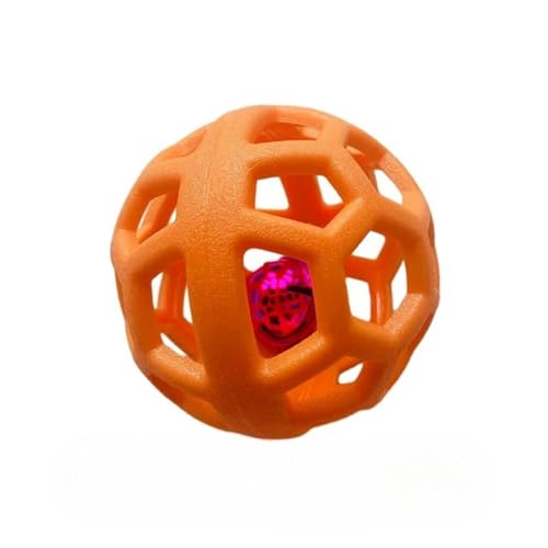 BOQUN Hundespielzeug Hund Chew Toy Natural TPR Ball Mit Bell Pet Interactive Training Game Katze Spielt Outdoor -Welpenzähne Molar-Orange Mit Glocke von BOQUN