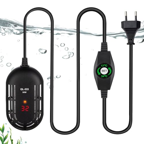 Aquarium Heizung, 50W Aquarium Heizstab, Aquarium Heizer mit Saugnäpfen, Aquarium Heater with External Controller, Aquarium Heating Rod Temperature Adjustable, Digital Aquarium Control Heizung von BORDEAG