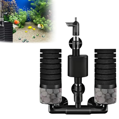 Aquarium Schwammfilter, Aquariumfilter Interner mit Wasserpumpe, Leiser Tauchschaum Doppelschwammfilter, Elektrischer Aquarium Filter, Einstellbarer Luftheber Filter Aquarium, Doppelfiltration von BORDEAG