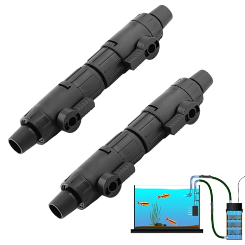 BORDEAG Aquarium Schlauchventil, 2 Stück Schlauchverbinder Anschluss Adapter, Aquarium-schnell schnittstelle, Aquarium Wasserdurchfluss Steuerventil, Schnellverschluss für Aquarienschläuche, 12-16 mm von BORDEAG