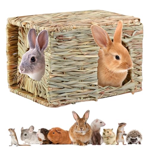 BORDEAG Grashaus Für Kaninchen,30 * 22 * 20CM Grashaus Kaninchen,Faltbare Betthütte,Großes Grashaus Für Meerschweinchen Für Meerschweinchen,Gerbils,Kaninchen,Faltbar Und Bequem von BORDEAG