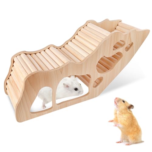 BORDEAG Hamster Haus, Hamster Tunnel, Hamster Haus aus Holz, Hamsterhaus Hamster Versteck, Watchbox Hamster, Zwerghamster Zubehör für Den Käfig für Rennmäuse Ratten Meerschweinchen von BORDEAG