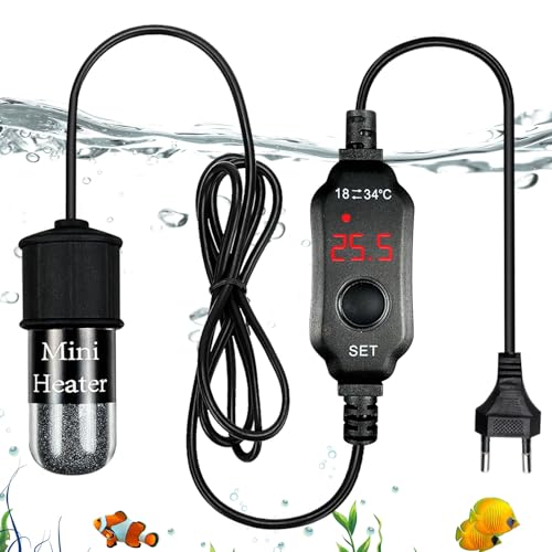 BORDEAG Mini Aquarium Heizung, 10W USB Aquarium Heizstab mit LED-Anzeige, Externer Temperaturregler Aquarium Heizstab, Mini Heizstab Aquarium, Aquarium Heizer für 2L Aquarien Fischtanks von BORDEAG