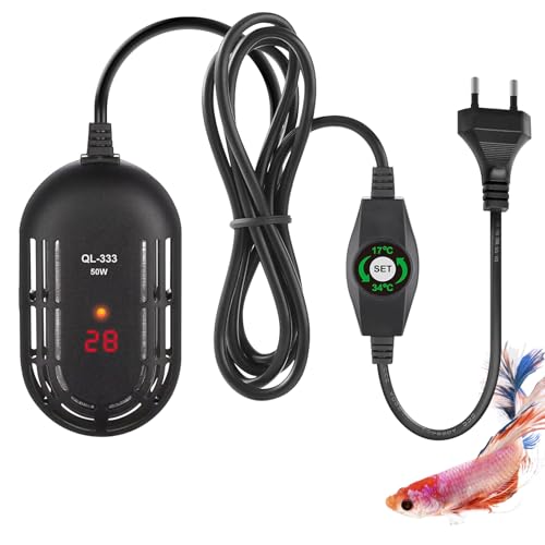 Aquarium Heizung, Mini Aquarium Heizstab mit Saugnäpfen, Klein Tauchheizstrahler für Aquarium, Digital Anzeige Aquariumheizer, Temperatur Einstellbare Aquarium Heizer Schildkröte, Fischtanks (50 W) von BORDEAG