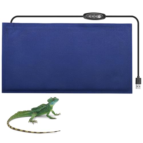 BORDEAG Reptilien Heizmatte, Haustier Heizkissen, Heizmatte Terrarium USB 5V 2A Verstellbare Heizmatte Reptilien-Heizmatte Wärmematte Teppich Für Reptilien Eidechsen Schlange Hamster(15x28cm) von BORDEAG