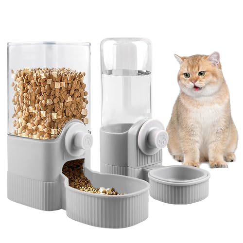 BORDEAG Trinkflasche Kaninchen Automatischer, Hasentränke Automatischer Futter- und Wasserspender 2 Stück, Automatischer Futterspender Hängend für Katzen Meerschweinchen Hamster Kaninchen von BORDEAG