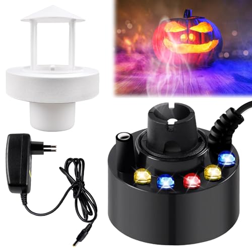 BORDEAG Ultraschall Vernebler, Mini Nebelerzeuger, Ultraschall Nebler, Mini Nebelmaschine, 12 Led Mister Fogger Water Fountain Pond Fog Machine 12 Led Three Color Gradient Atomizer Innen Oder dunkel von BORDEAG