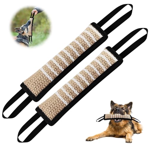 Beisswurst Für Hunde, 2 Stück 30cm Jute Beisswurst, Beißwurst Hunde Mit 2 Griff, Sehr Robustes Hunde Beisswurst, Hunde Training Zubehör, Zerrspielzeug Hund Zum K9 Training Zerrspielzeug (Schwarz) von BORDEAG