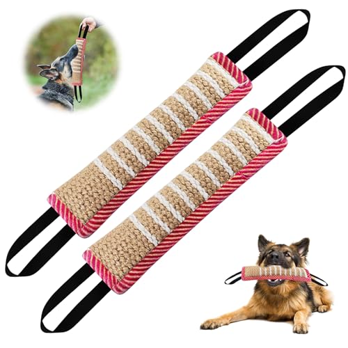 Beisswurst Für Hunde, 2 Stück 30cm Jute Beisswurst, Beißwurst Hunde Mit 2 Griff, Sehr Robustes Hunde Beisswurst, Hunde Training Zubehör, Zerrspielzeug Hund Zum K9 Training Zerrspielzeug (Spitze) von BORDEAG