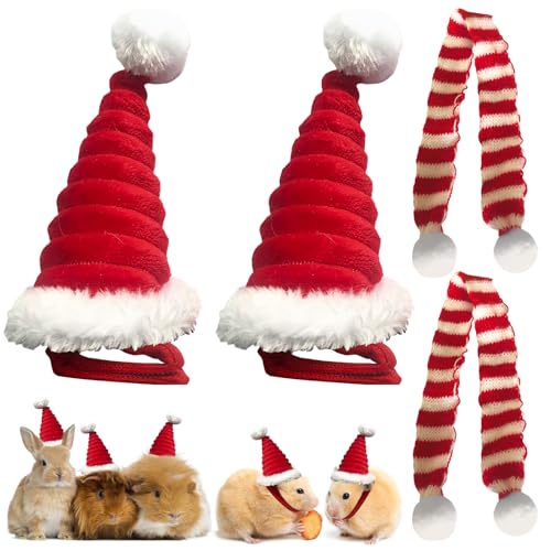 Haustier Weihnachtsmütze, 2 Stück Mini Weihnachtsmütze für Haustiere, Katze Weihnachtsmütze, Verstellbare Weihnachtsmütze, Weihnachten Haustier Kostüm, Weihnachtskostüm für Hunde Katzen Hamster Bunny von BORDEAG