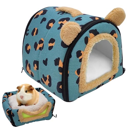 Meerschweinchen Höhle, Meerschweinchen Bett Mit Abnehmbarem Kissen, Waschbar Kaninchenhöhle Kuschelhöhle, Meerschweinchen Haus, Meerschweinchenbett Für Meerschweinchen Frettchen Chinchilla Igel (Blau） von BORDEAG