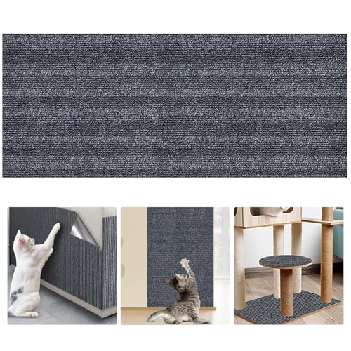 Selbstklebend Kratzteppich Katze Wand, Kratzmatte Katze 40 x 200 cm, Kratzbretter Katze Wand, DIY Trimmbarer Katzenkratzmatte, Kratzbrett Katzen für Sofa Möbel Tür, Darkgrey Katzen Kratzwand von BORDEAG