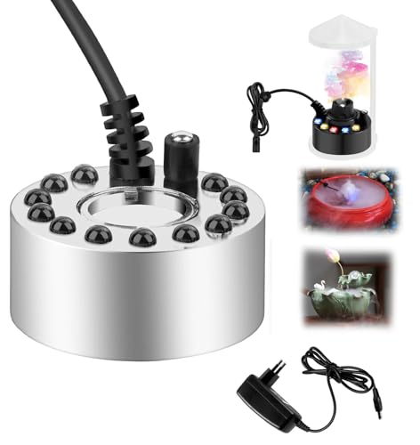 Ultraschall Vernebler, Mini Nebelmaschine Nebler Fogger, mit 12 LED Fogger, Ultraschall Nebelmaschine, Ultrasonic Fog Maker, Mini Nebelhersteller für Springbrunnen, Teich, Nebel Weihnachtsdekoration von BORDEAG