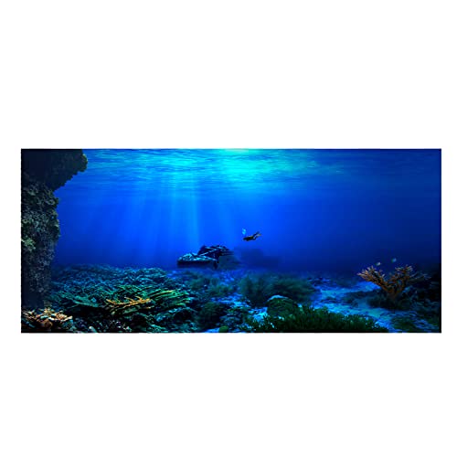 BORDSTRACT Seaworld-Hintergrundposter, Aquarium-Hintergrund, Fischdekorationen, Bilder, doppelseitiges PVC-Klebeplakat für die Dekoration von Aquarien (122 * 46cm) von BORDSTRACT