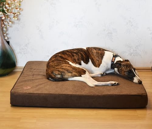 BORN2REST Bettmatte Orthopädische Matratze für Hunde und Katze waschbar Bunte Hundematratze Reißverschluss Matten Hector Visco-Matratze Hundsofa M-XL (Braun, L 85 x 70 x 10 cm) von BORN2REST