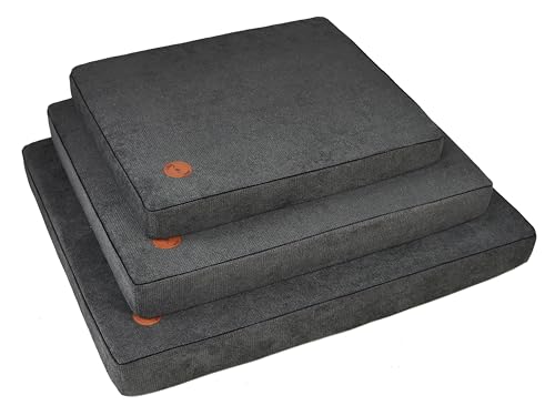 BORN2REST Bettmatte Orthopädische Matratze für Hunde und Katze waschbar Bunte Hundematratze Reißverschluss Matten Hector Visco-Matratze Hundsofa M-XL (Graphit, L 85 x 70 x 10 cm) von BORN2REST