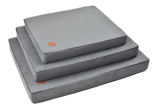 BORN2REST Bettmatte Orthopädische Matratze für Hunde und Katze waschbar Bunte Hundematratze Reißverschluss Matten Hector Visco-Matratze Hundsofa M-XL (Grau, L 85 x 70 x 10 cm) von BORN2REST