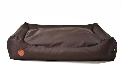 BORN2REST Hundebett, Hundesofa, Hundekissen, Hundekörbchen Abnehmbar und waschbar Bett für Hunde und Katzen in der Europäischen Union hergestellt (Braun Outdoor, M 80 x 70 cm) von BORN2REST