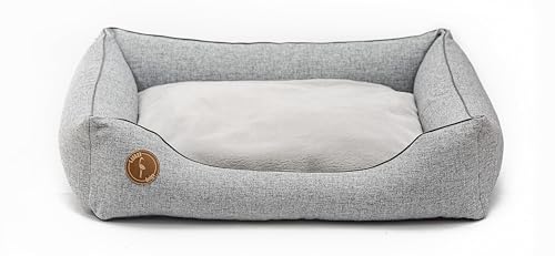 BORN2REST Hundebett, Hundesofa, Hundekissen, Hundekörbchen Abnehmbar und waschbar Bett für Hunde und Katzen in der Europäischen Union hergestellt (Grau, L 95 x 80 cm) von BORN2REST