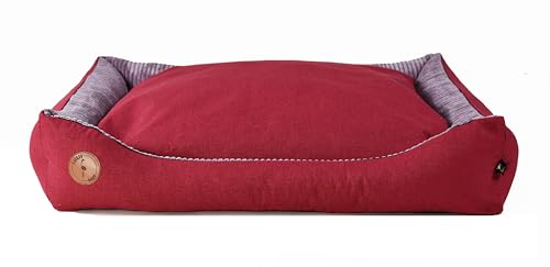 BORN2REST Hundebett, Hundesofa, Hundekissen, Hundekörbchen Abnehmbar und waschbar Bett für Hunde und Katzen in der Europäischen Union hergestellt (Rot, L 95 x 80 cm) von BORN2REST