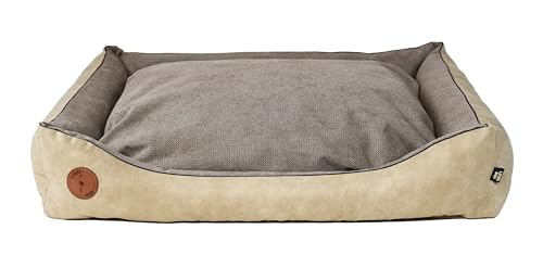 BORN2REST Hundebett, Hundesofa, Hundekissen, Hundekörbchen Abnehmbar und waschbar Bett für Hunde und Katzen in der Europäischen Union hergestellt (Sand, L 95 x 80 cm) von BORN2REST