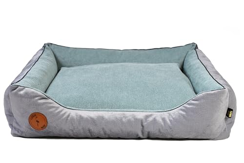 BORN2REST Hundebett, Hundesofa, Hundekissen, Hundekörbchen Abnehmbar und waschbar Bett für Hunde und Katzen in der Europäischen Union hergestellt (Silber, L 95 x 80 cm) von BORN2REST