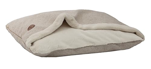 BORN2REST Hundebett Mittelgroße Hunde, Hundebett Kleine Hunde, Hundebett Flauschig Katzenbett Haustierbett mit Kapuze, Rutschfestes Hundebett Waschbar Lauren Design NEL (Beige Natura, M (80 x 60 cm)) von BORN2REST