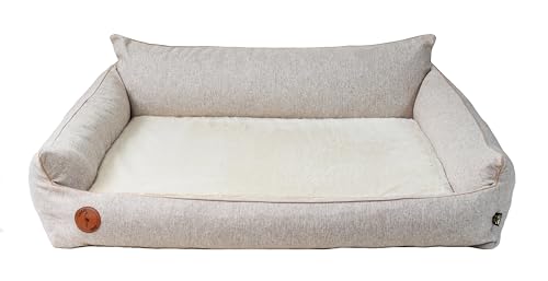 BORN2REST Orthopädisches Hundebett Rocky Visco-Matratze Hundsofa L-XXL für große Hunde maschinenwaschbar Europäischen Union hergestellt (Beige, M 83 x 73 cm) von BORN2REST