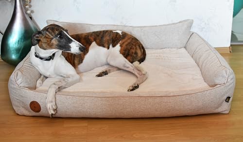 BORN2REST Orthopädisches Hundebett Rocky Visco-Matratze Hundsofa L-XXL für große Hunde maschinenwaschbar Europäischen Union hergestellt (Beige, XL 118 x 104) von BORN2REST