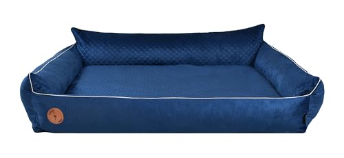 BORN2REST Orthopädisches Hundebett Rocky Visco-Matratze Hundsofa L-XXL für große Hunde maschinenwaschbar Europäischen Union hergestellt (Dunkelblau, M 83 x 73 cm) von BORN2REST