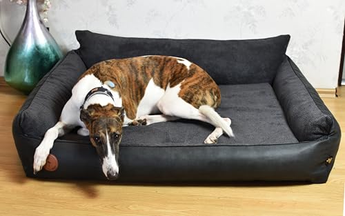 BORN2REST Orthopädisches Hundebett Rocky Visco-Matratze Hundsofa L-XXL für große Hunde maschinenwaschbar Europäischen Union hergestellt (Kohle, XXL 133 x 114) von BORN2REST