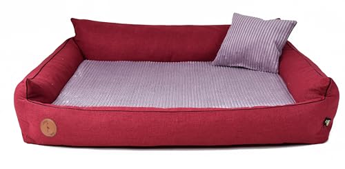 BORN2REST Orthopädisches Hundebett Rocky Visco-Matratze Hundsofa L-XXL für große Hunde maschinenwaschbar Europäischen Union hergestellt (Rot, XXL 133 x 114) von BORN2REST