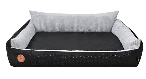 BORN2REST Orthopädisches Hundebett Rocky Visco-Matratze Hundsofa L-XXL für große Hunde maschinenwaschbar Europäischen Union hergestellt (Schwarz, L 102 x 93) von BORN2REST