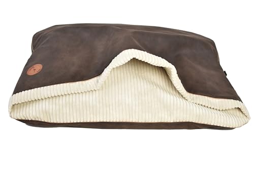 Hundebett Mittelgroße Hunde, Hundebett Kleine Hunde, Hundebett Flauschig Katzenbett Haustierbett mit Kapuze, Rutschfestes Hundebett Waschbar Lauren design NEL (Braun + Creme, M (80 x 60 cm)) von BORN2REST