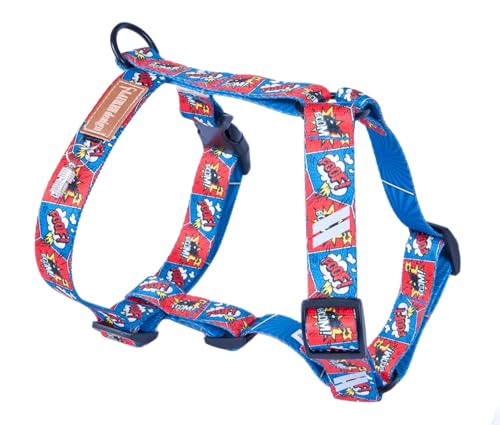 Hundegeschirr für Große Hunde No Pull Geschirr Einstellbar Anti Zug Sicherheitsgeschirr Hunde Geschirrset Mittlere Hunde Brustgeschirr Hund Groß Atmungsaktiv Dog Harness (Comic Book, L) von BORN2REST