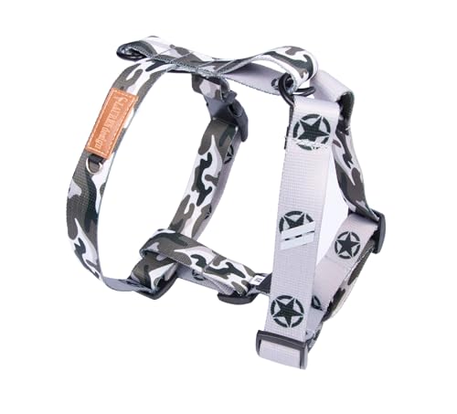 Hundegeschirr für Große Hunde No Pull Geschirr Einstellbar Anti Zug Sicherheitsgeschirr Hunde Geschirrset Mittlere Hunde Brustgeschirr Hund Groß Atmungsaktiv Dog Harness (Military, L) von BORN2REST