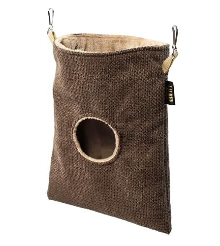 Kaninchen Heutasche Meerschweinchen Futterstation Futterspender Kleintiere Heutasche Futtersack für Hase Chinchilla Hamster Kleine Tiere (Braun, 24cm x 20cm) von BORN2REST