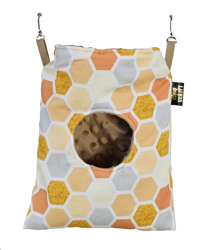 Kaninchen Heutasche Meerschweinchen Futterstation Futterspender Kleintiere Heutasche Futtersack für Hase Chinchilla Hamster Kleine Tiere (Geometrisch, 24cm x 20cm) von BORN2REST