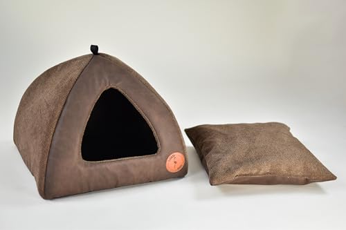 Katzenbetten für Hauskatzen, Faltbare Katzenbetthöhle, Katzenhaus mit waschbaren Kissen, Katzenbett für Kätzchen, Katzenzelt, warmes Katzenhaus Bella Lauren Design (Braun, 40 x 40 x 28 cm) von BORN2REST