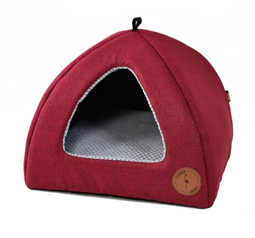 Katzenbetten für Hauskatzen, Faltbare Katzenbetthöhle, Katzenhaus mit waschbaren Kissen, Katzenbett für Kätzchen, Katzenzelt, warmes Katzenhaus Bella Lauren Design (Rot, 40 x 40 x 28 cm) von BORN2REST