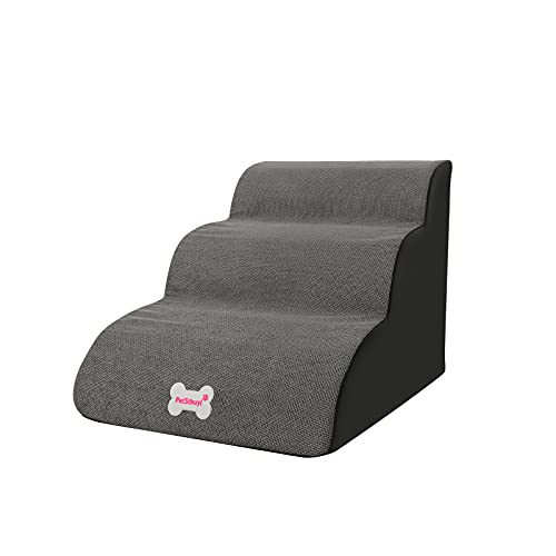 BOSERMEM Pet Stair, High Density Foam Dog Steps 3 Stufen Pet Climbing Stair Hunderampenleiter Für Hunde Katzen, Abnehmbare Waschbare rutschfeste Rampe Klettertreppe(Nicht-gerade weiss) von BOSERMEM