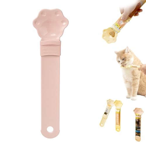 BOSONS Happy Spoon for Cats, Happy Spoon Cat Treat Feeder, Cat Wet Treat Squeeze Treat Spoon, Multi Functional Pet Spoons Cat Feeder (Pink) von BOSONS