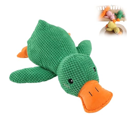 BOSONS The Mellow Dog Calming Duck Dog Toy, 2024 New Stuffed Duck Dog Toy, Cutated Calming Pillow for Dogs, Cute No Stuffing Duck with Soft Squeaker, Dog Stuffed Animals Chew Toy (Green) von BOSONS