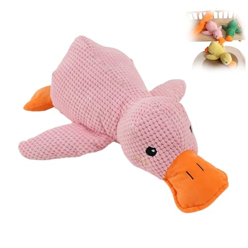 BOSONS The Mellow Dog Calming Duck Dog Toy, 2024 New Stuffed Duck Dog Toy, Cutated Calming Pillow for Dogs, Cute No Stuffing Duck with Soft Squeaker, Dog Stuffed Animals Chew Toy (Pink) von BOSONS
